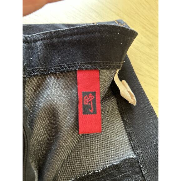 Midi Skirt Small Stretch Denim Split Front & Back Goth Sexy Vamp Cowgirl Black - Picture 4 of 6